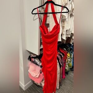 Strapless Scarlet Evening Dress